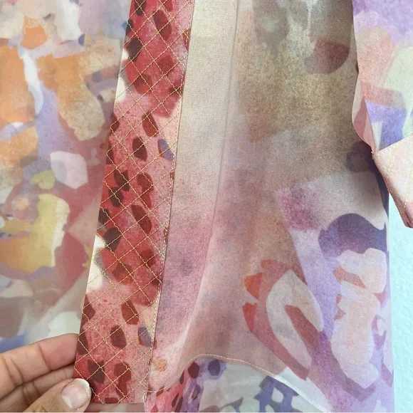 NWT Soft Surroundings Cool Cat Watercolor Kimono Size Small - Picture 7 of 12